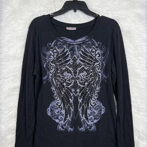 Y2K Vintage | Los Angeles Active Street Couture Black Rhinestone Long-Sleeve